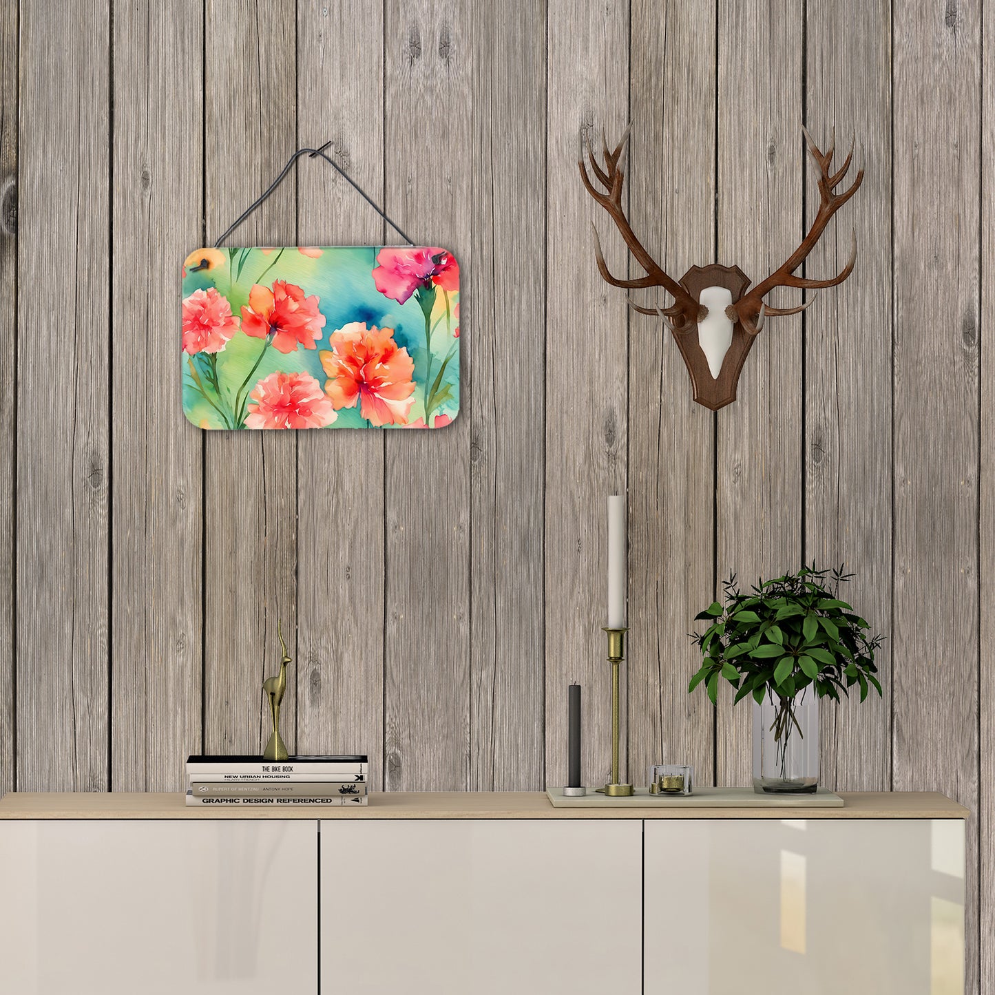Carnations in Watercolor Wall or Door Hanging Prints