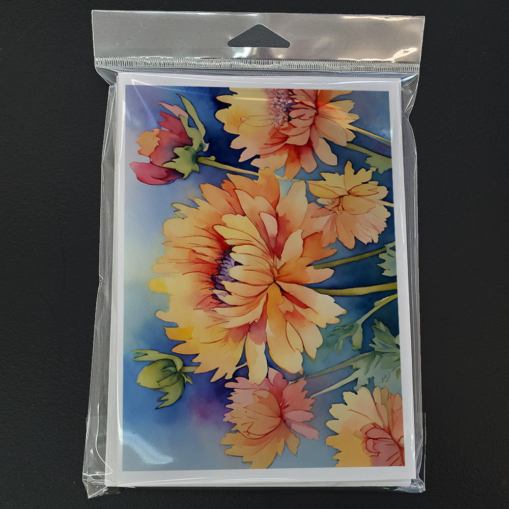Chrysanthemums in Watercolor Greeting Cards Pack of 8