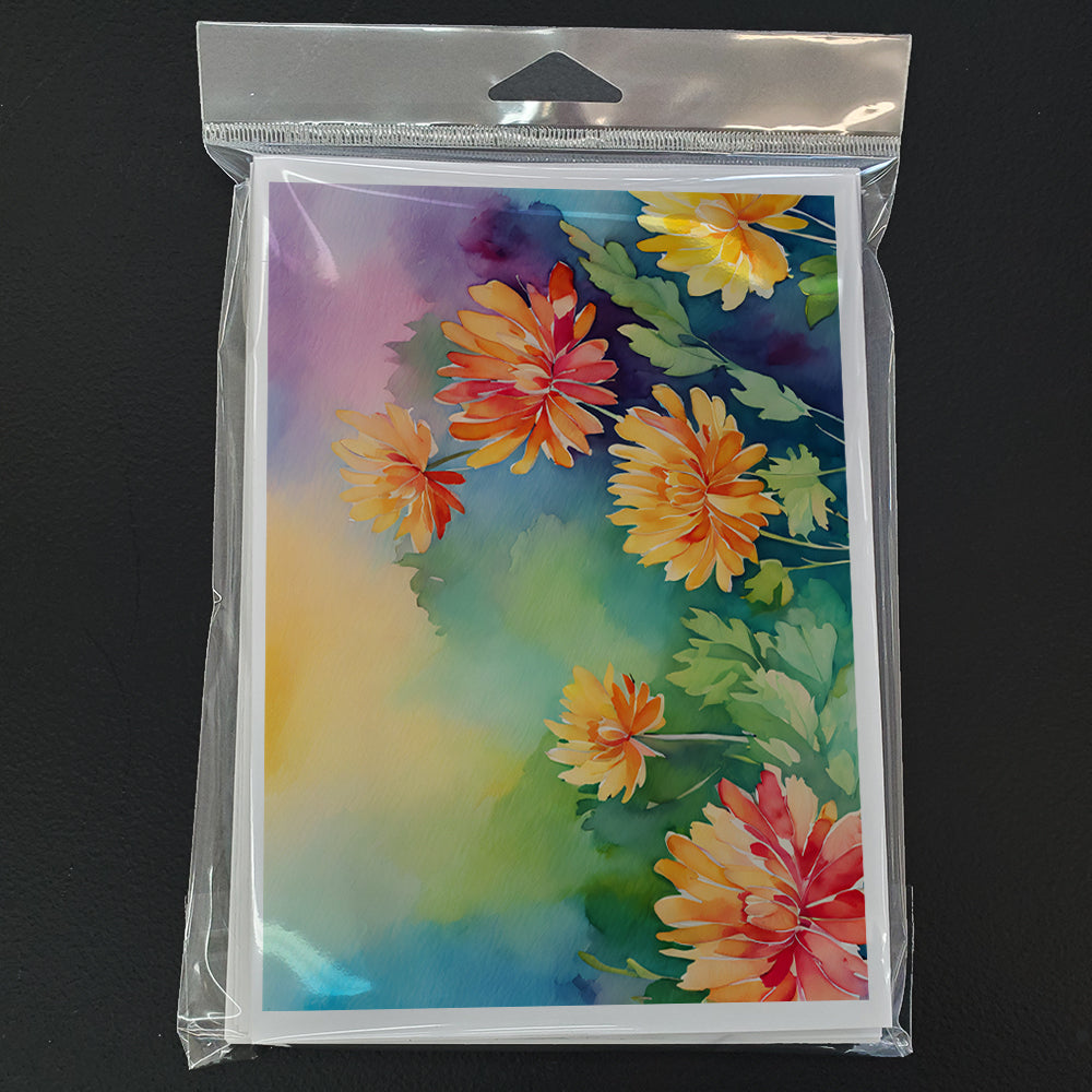 Chrysanthemums in Watercolor Greeting Cards Pack of 8