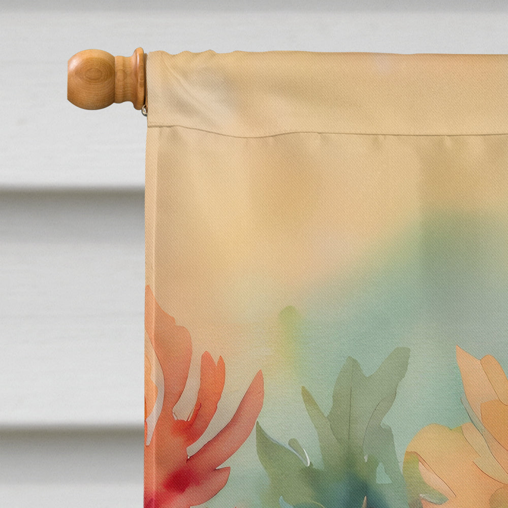 Chrysanthemums in Watercolor House Flag