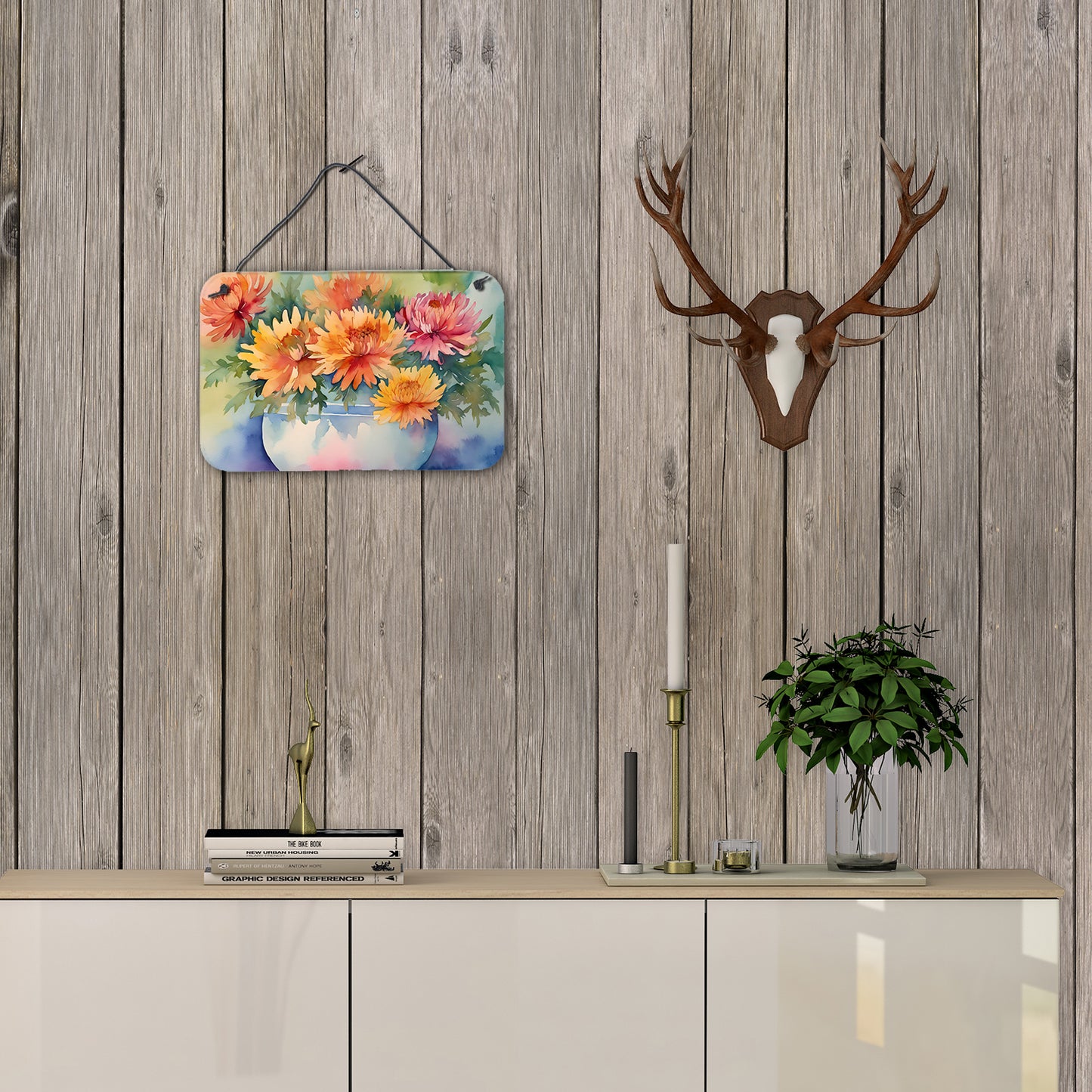 Chrysanthemums in Watercolor Wall or Door Hanging Prints