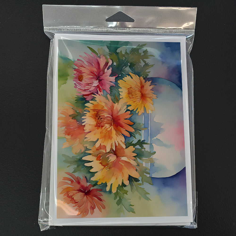 Chrysanthemums in Watercolor Greeting Cards Pack of 8