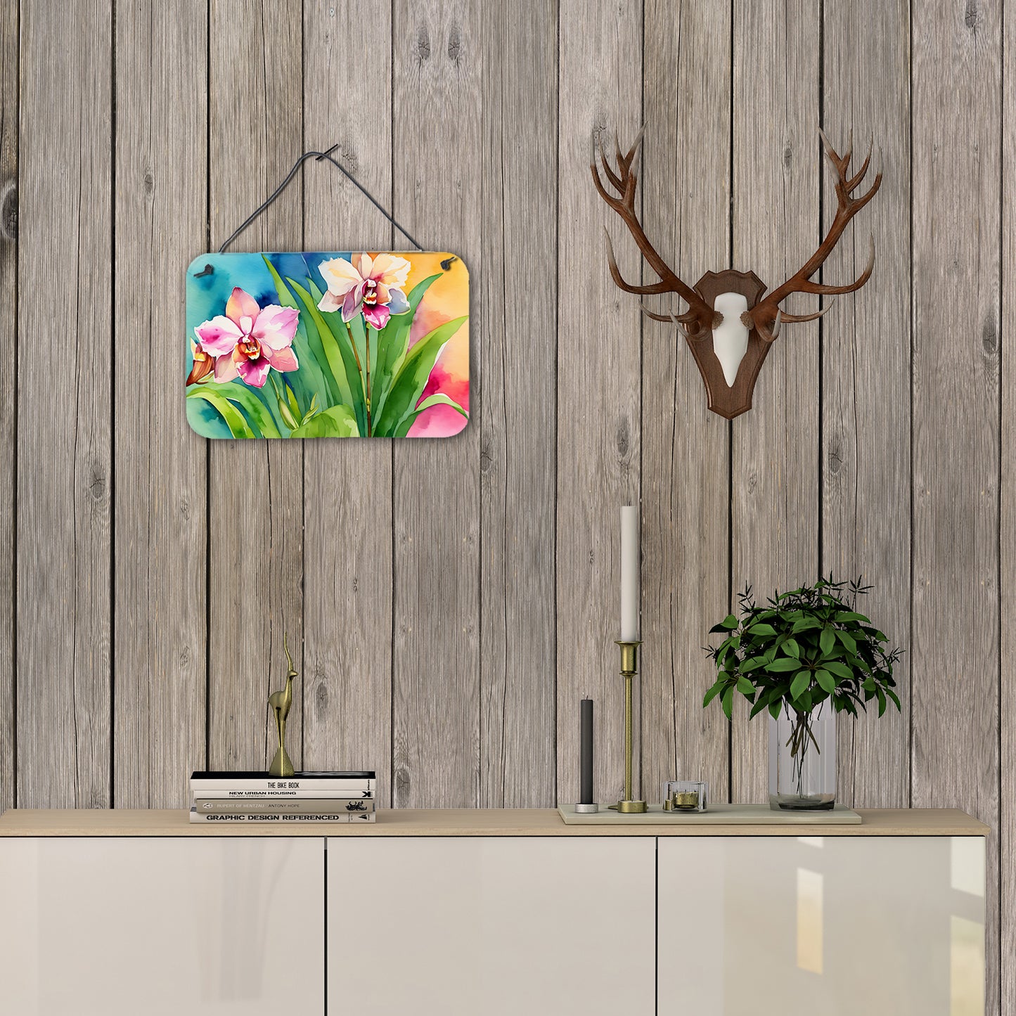 Orchids in Watercolor Wall or Door Hanging Prints