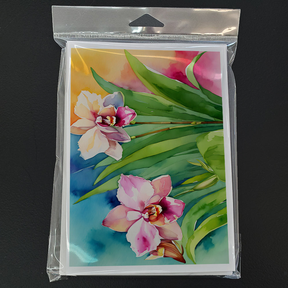 Orchids in Watercolor Greeting Cards Pack of 8