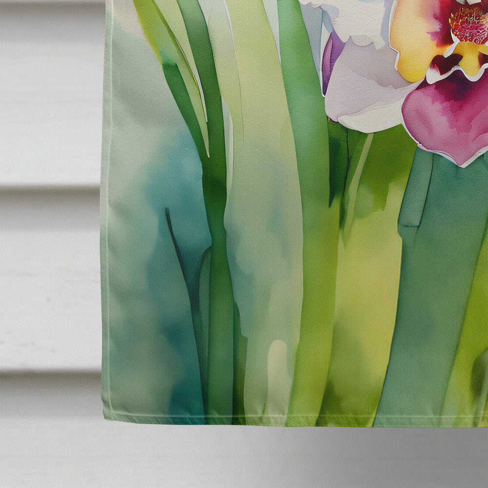 Orchids in Watercolor House Flag