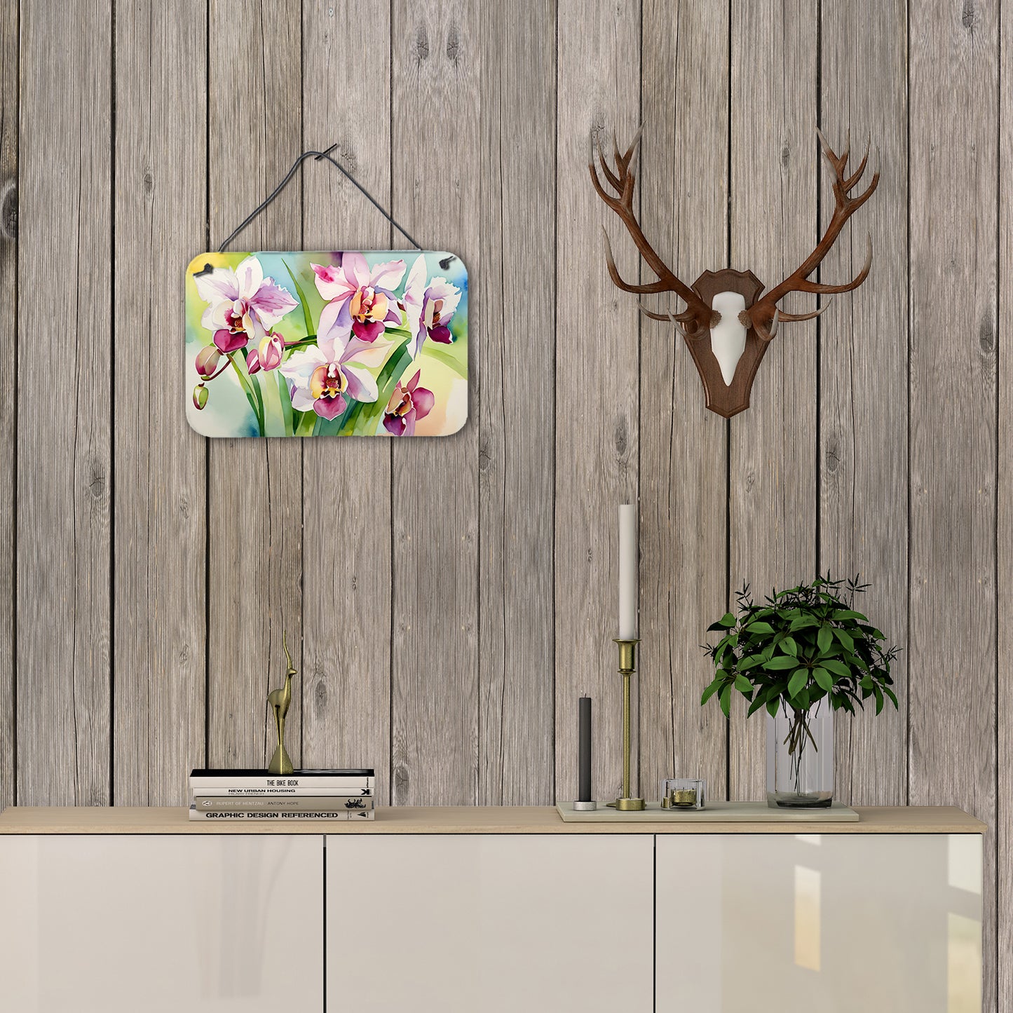 Orchids in Watercolor Wall or Door Hanging Prints