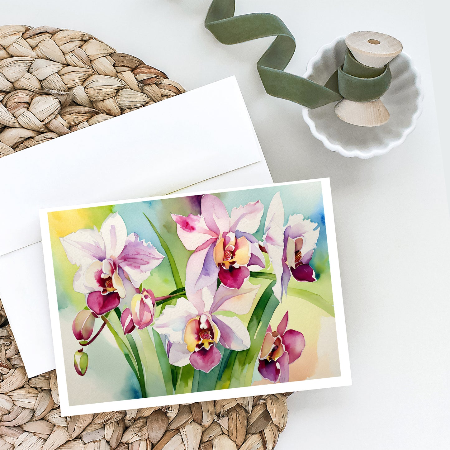 Orchids in Watercolor Greeting Cards Pack of 8