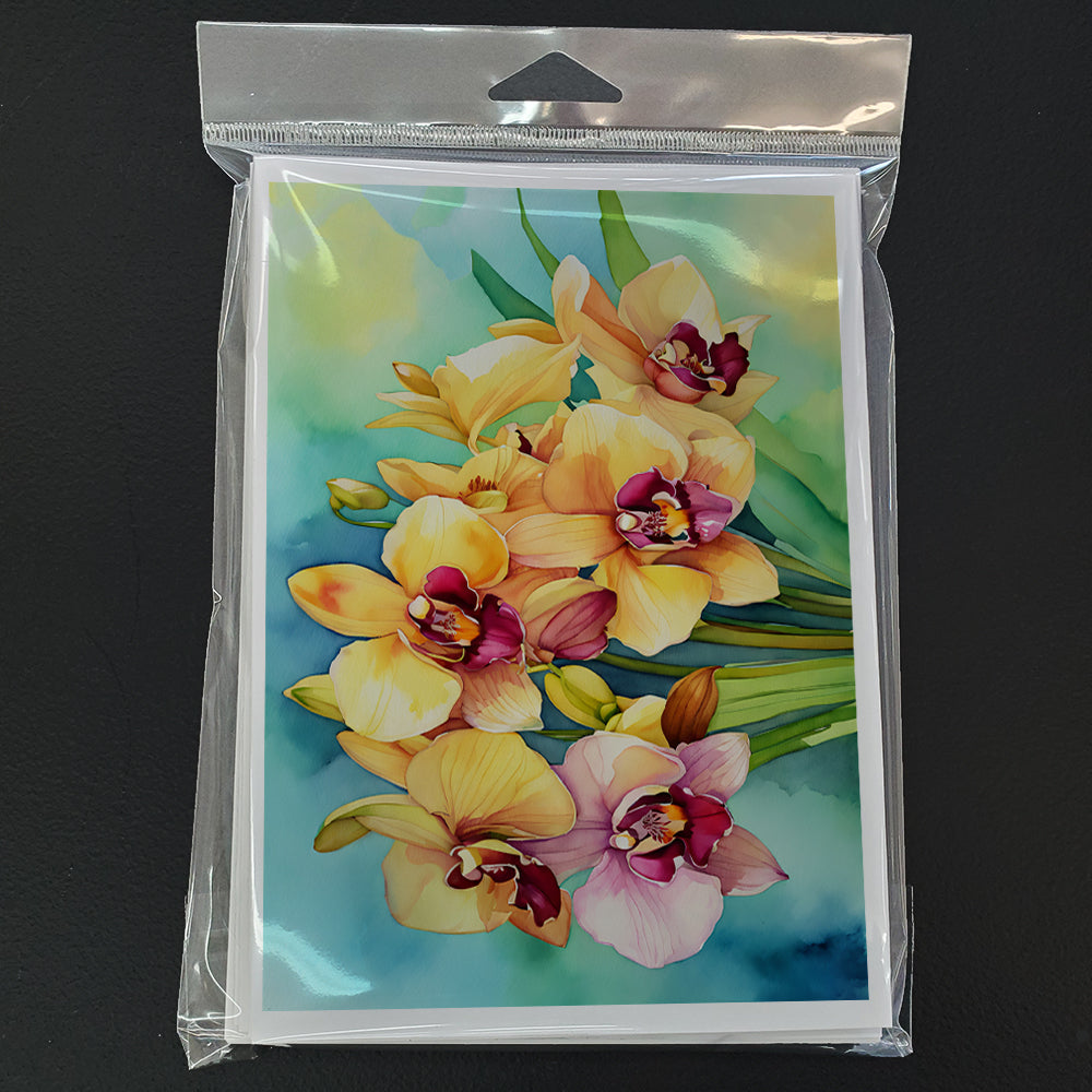 Orchids in Watercolor Greeting Cards Pack of 8
