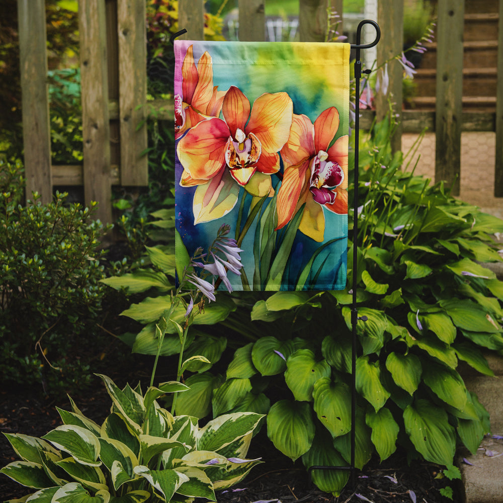 Orchids in Watercolor Garden Flag