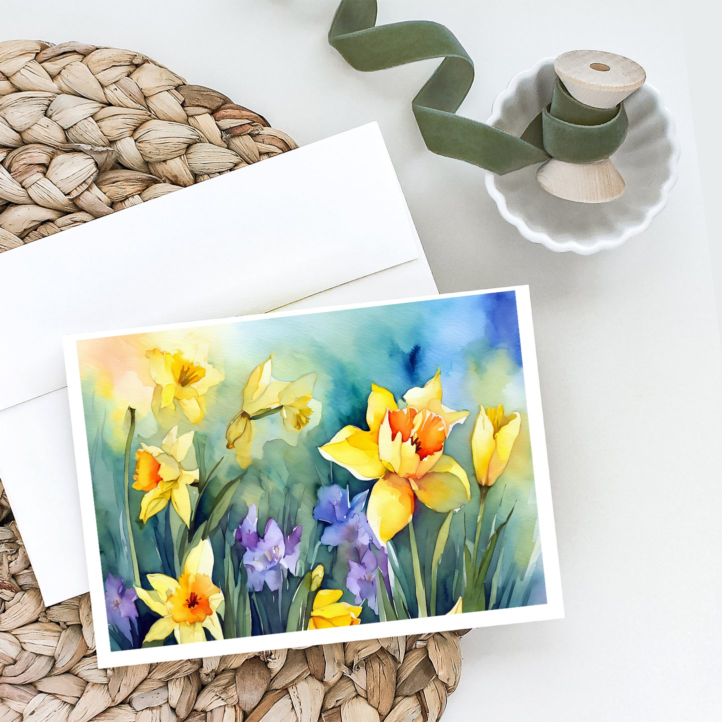 Daffodils in Watercolor Greeting Cards Pack of 8