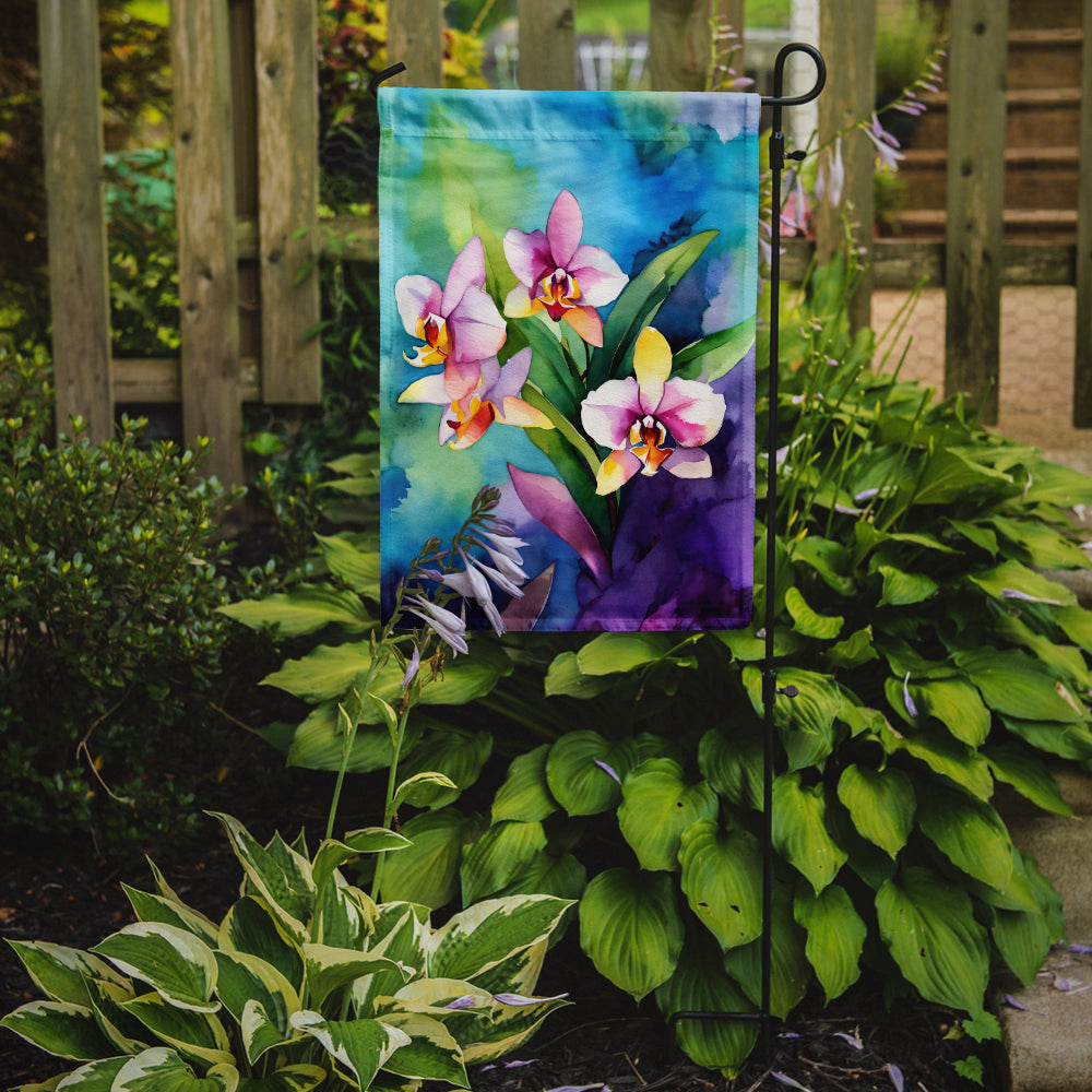 Orchids in Watercolor Garden Flag
