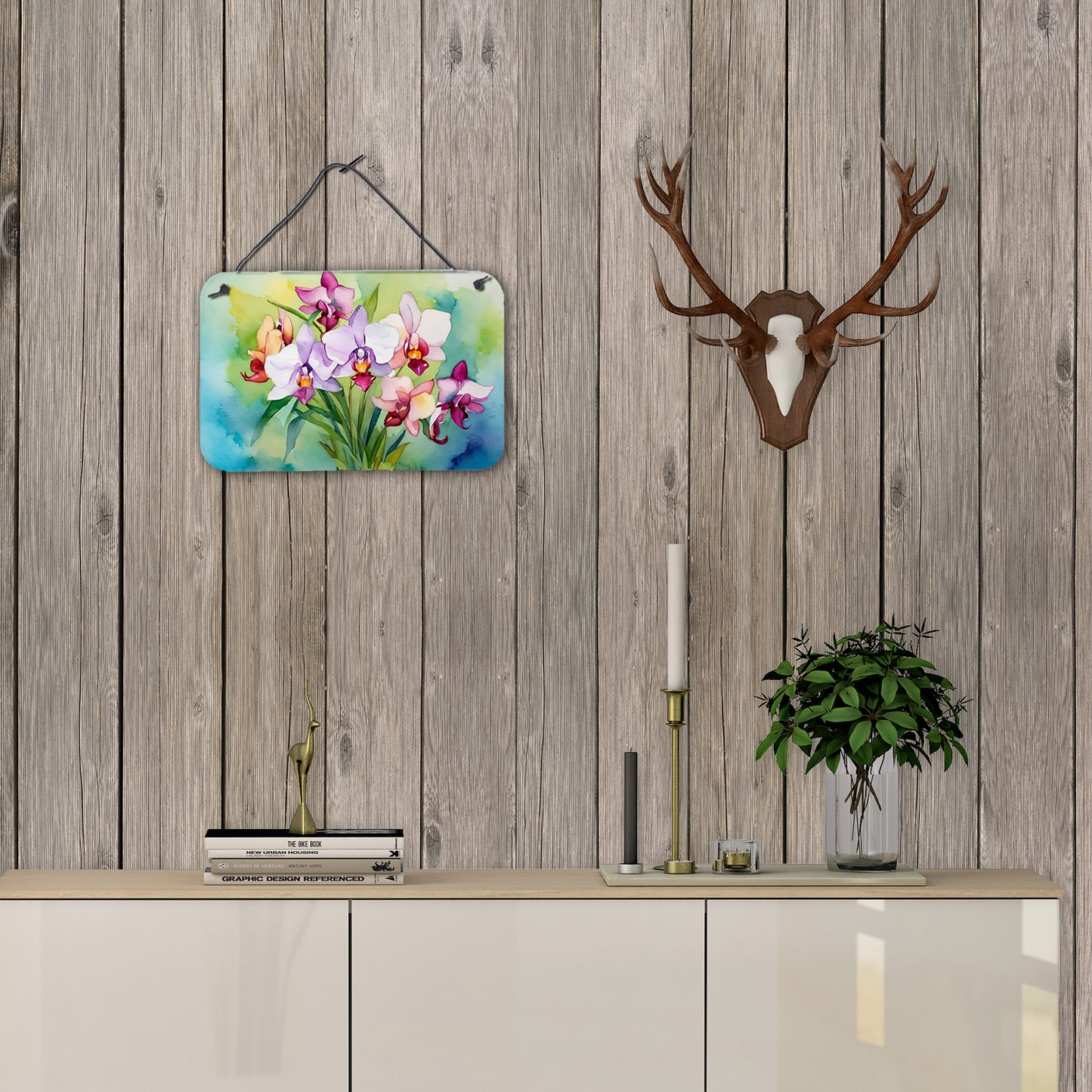 Orchids in Watercolor Wall or Door Hanging Prints