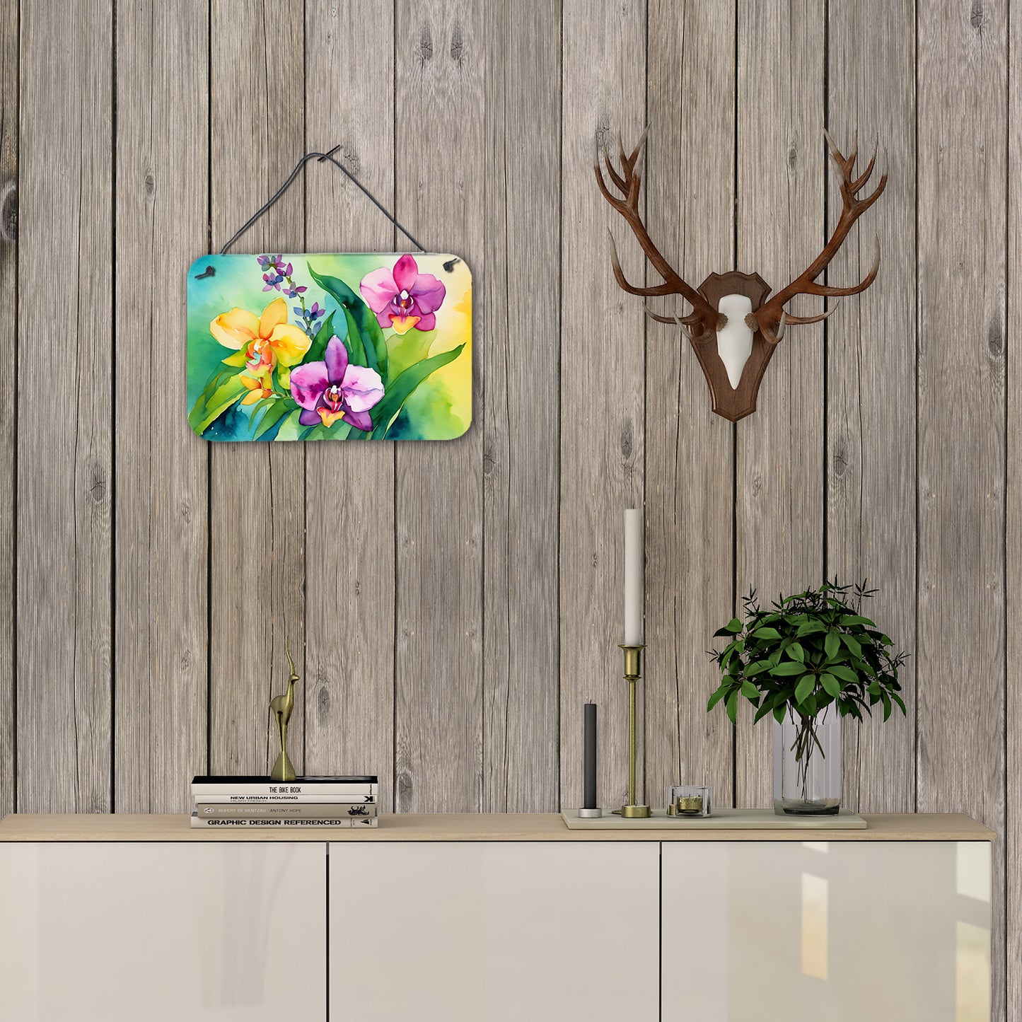 Orchids in Watercolor Wall or Door Hanging Prints