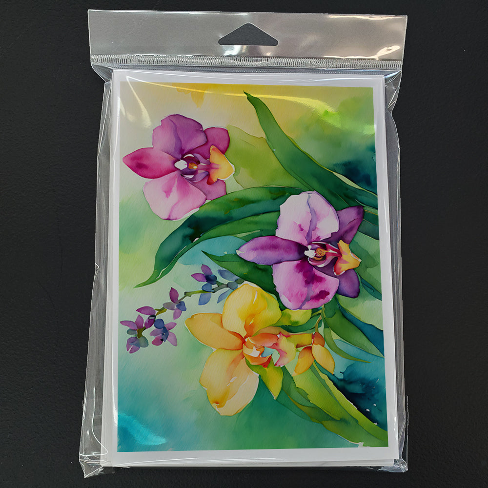 Orchids in Watercolor Greeting Cards Pack of 8