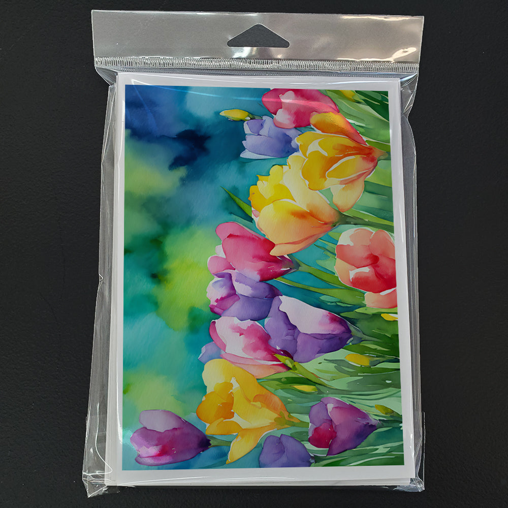 Freesias in Watercolor Greeting Cards Pack of 8