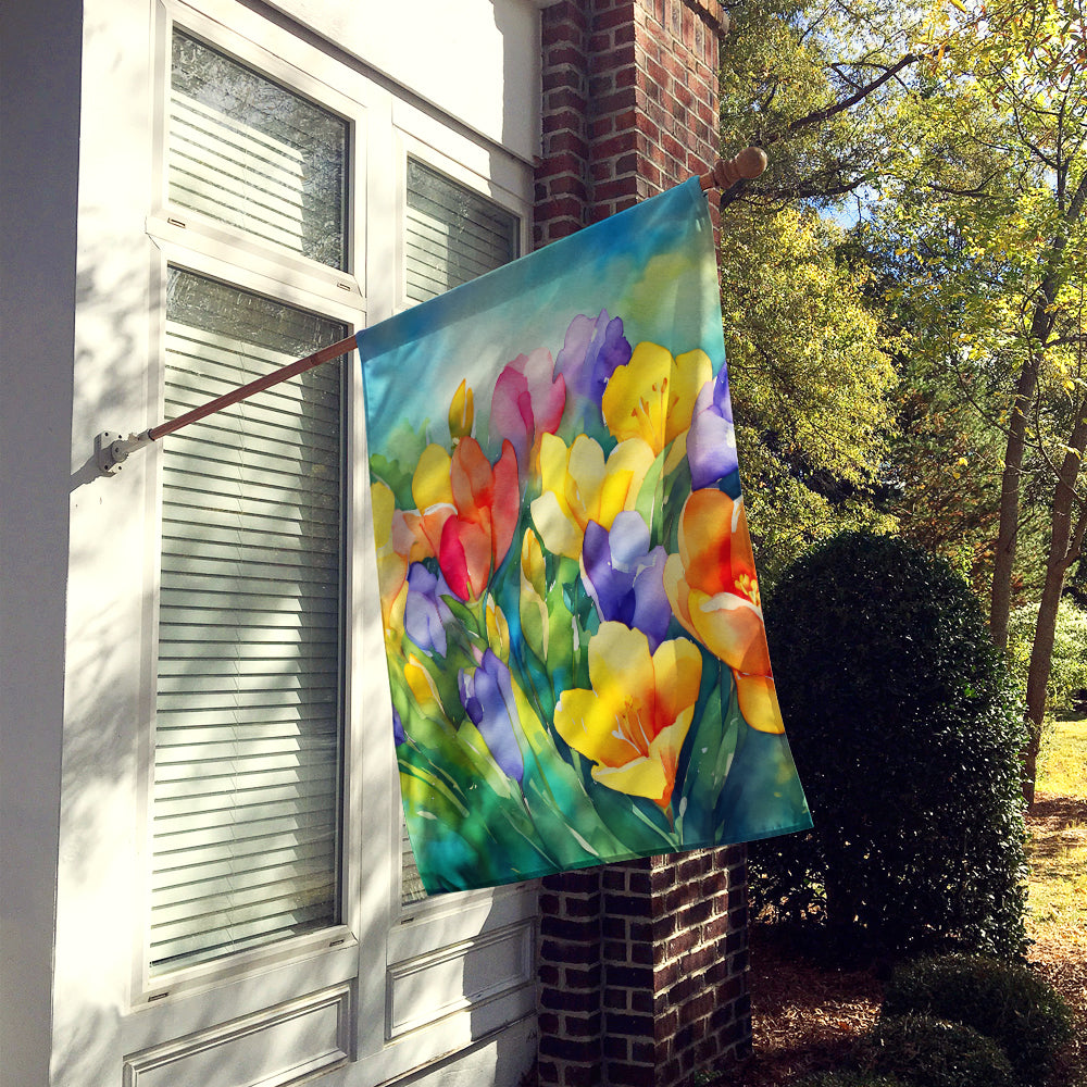 Freesias in Watercolor House Flag