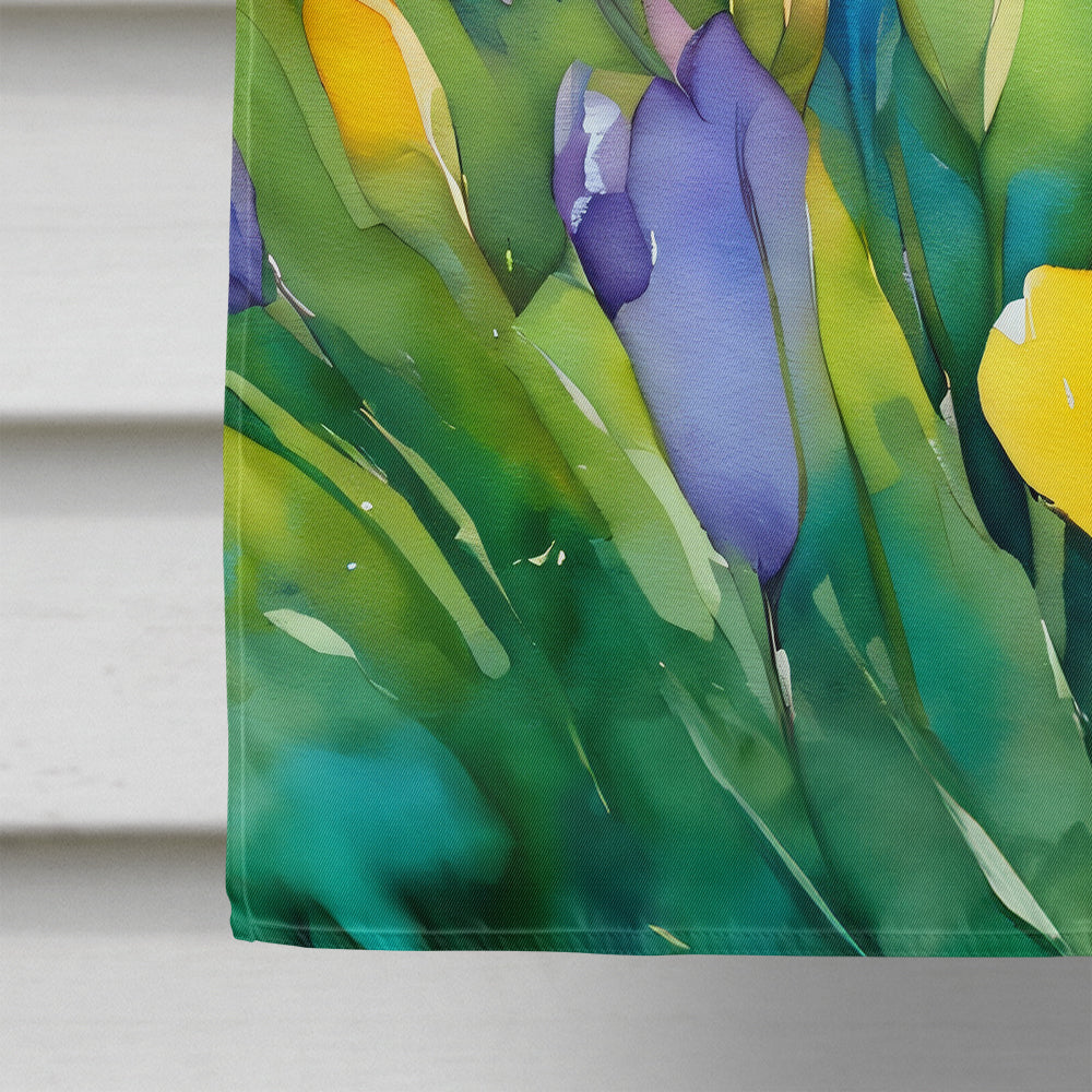 Freesias in Watercolor House Flag