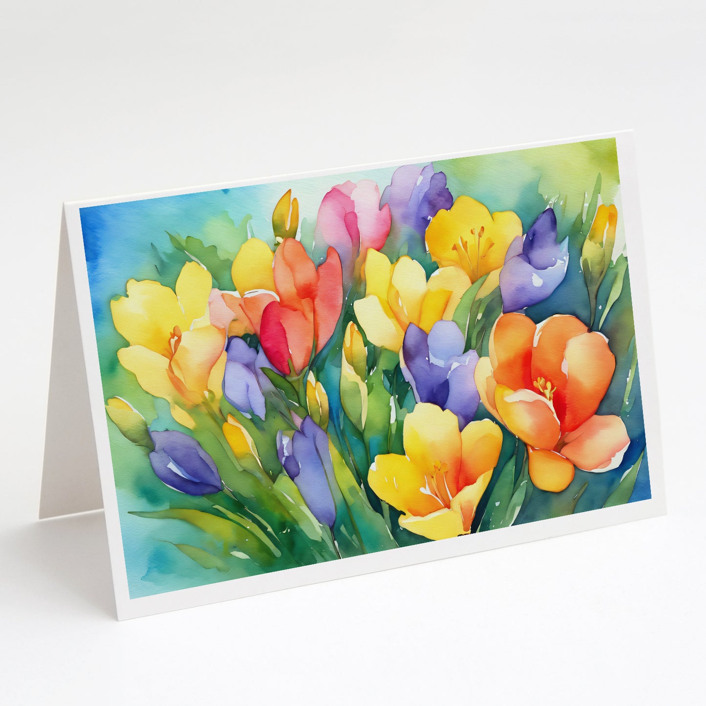 Buy this Freesias in Watercolor Greeting Cards Pack of 8
