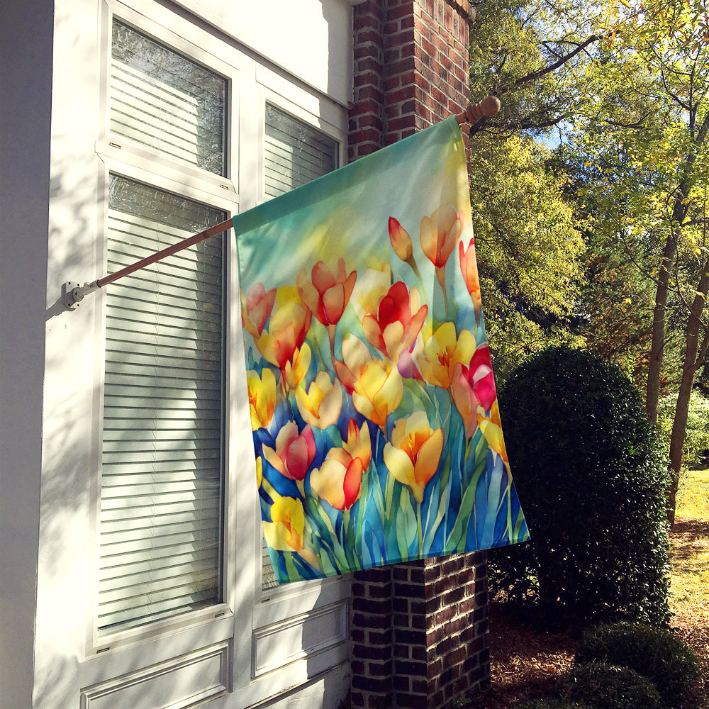 Freesias in Watercolor House Flag