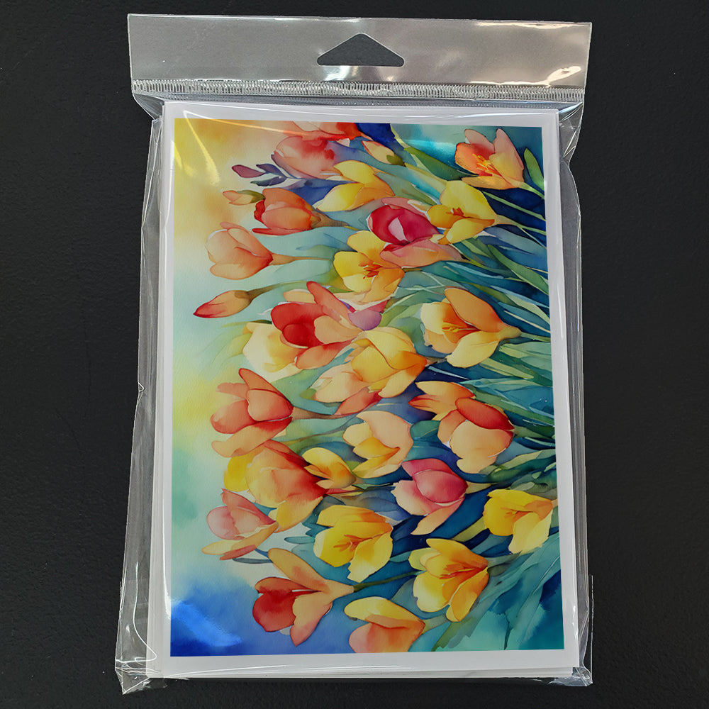 Freesias in Watercolor Greeting Cards Pack of 8