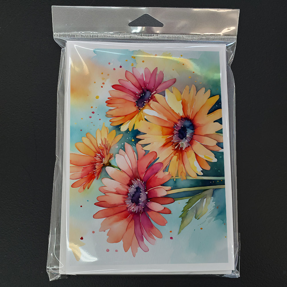 Gerbera Daisies in Watercolor Greeting Cards Pack of 8