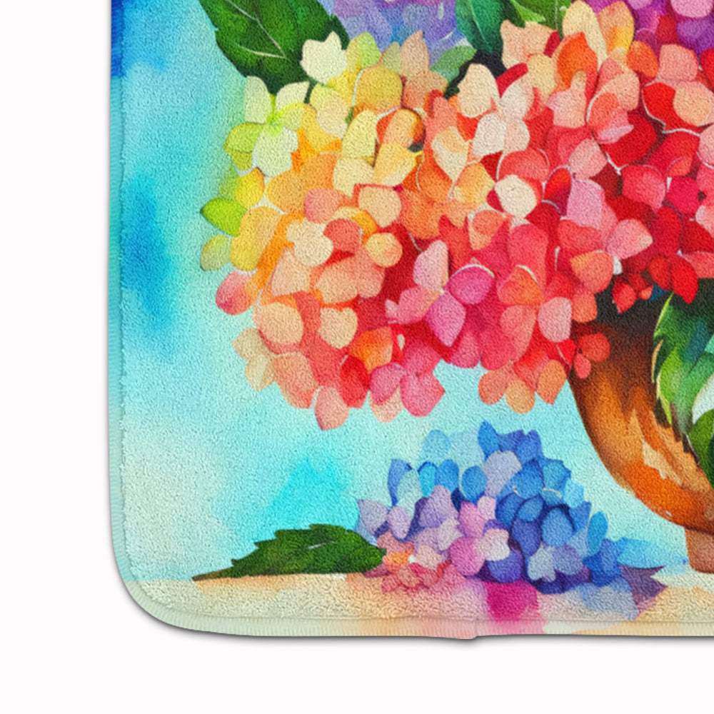 Hydrangeas in Watercolor Memory Foam Kitchen Mat