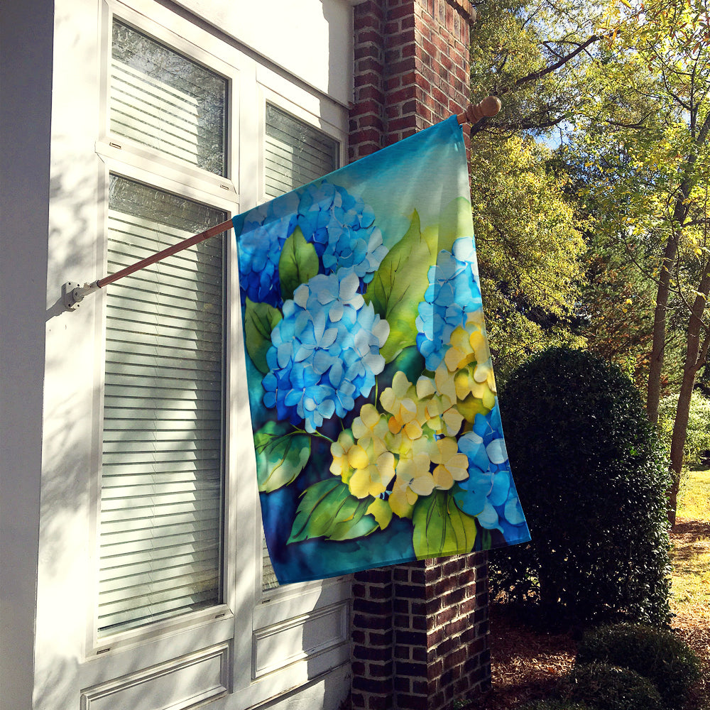 Hydrangeas in Watercolor House Flag