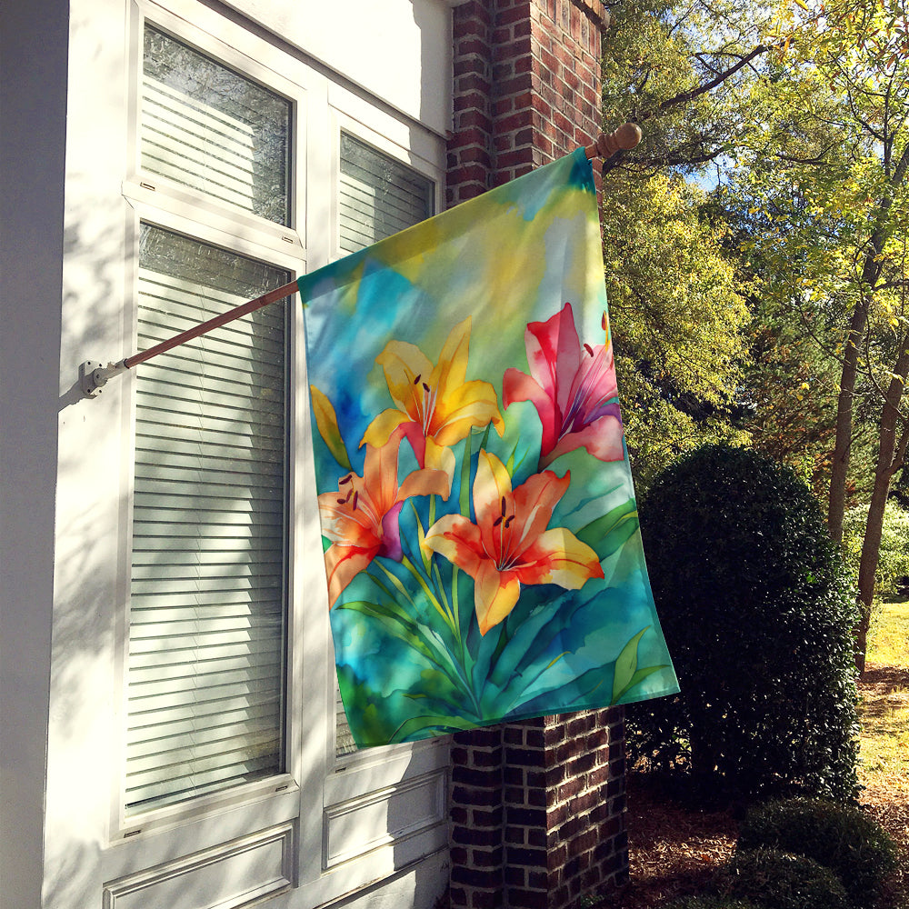 Lilies in Watercolor House Flag