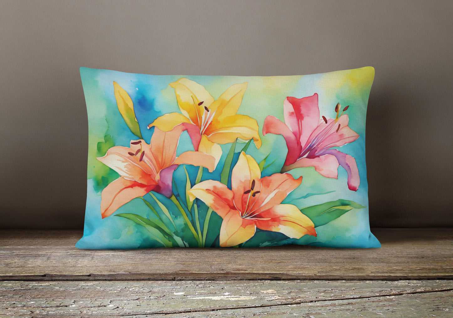 Lilies in Watercolor Throw Pillow