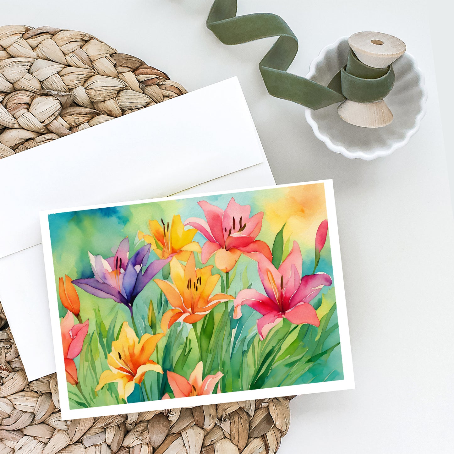 Lilies in Watercolor Greeting Cards Pack of 8