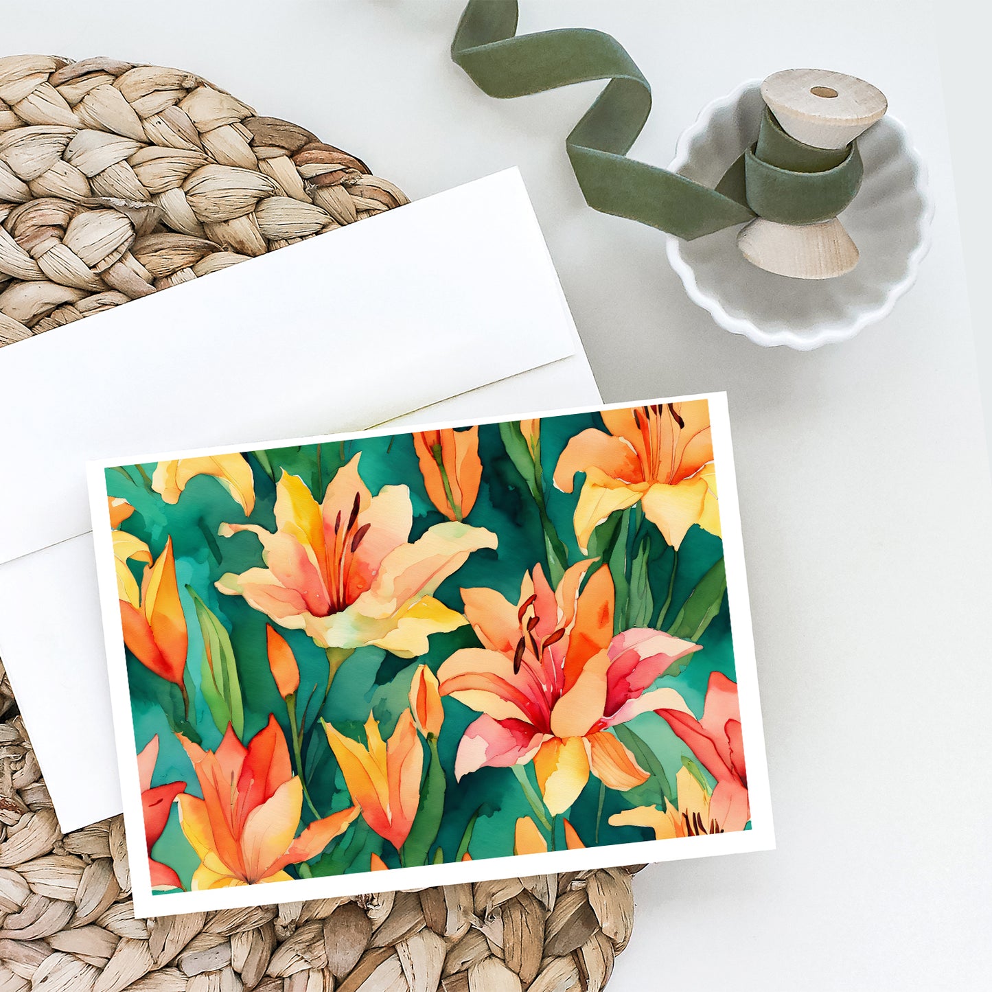 Lilies in Watercolor Greeting Cards Pack of 8