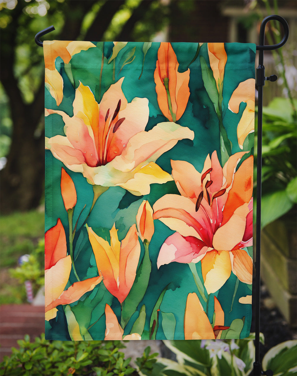 Lilies in Watercolor Garden Flag
