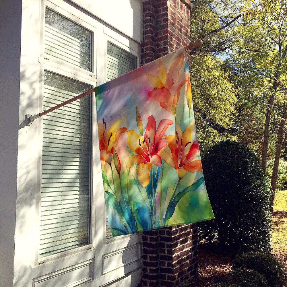 Lilies in Watercolor House Flag
