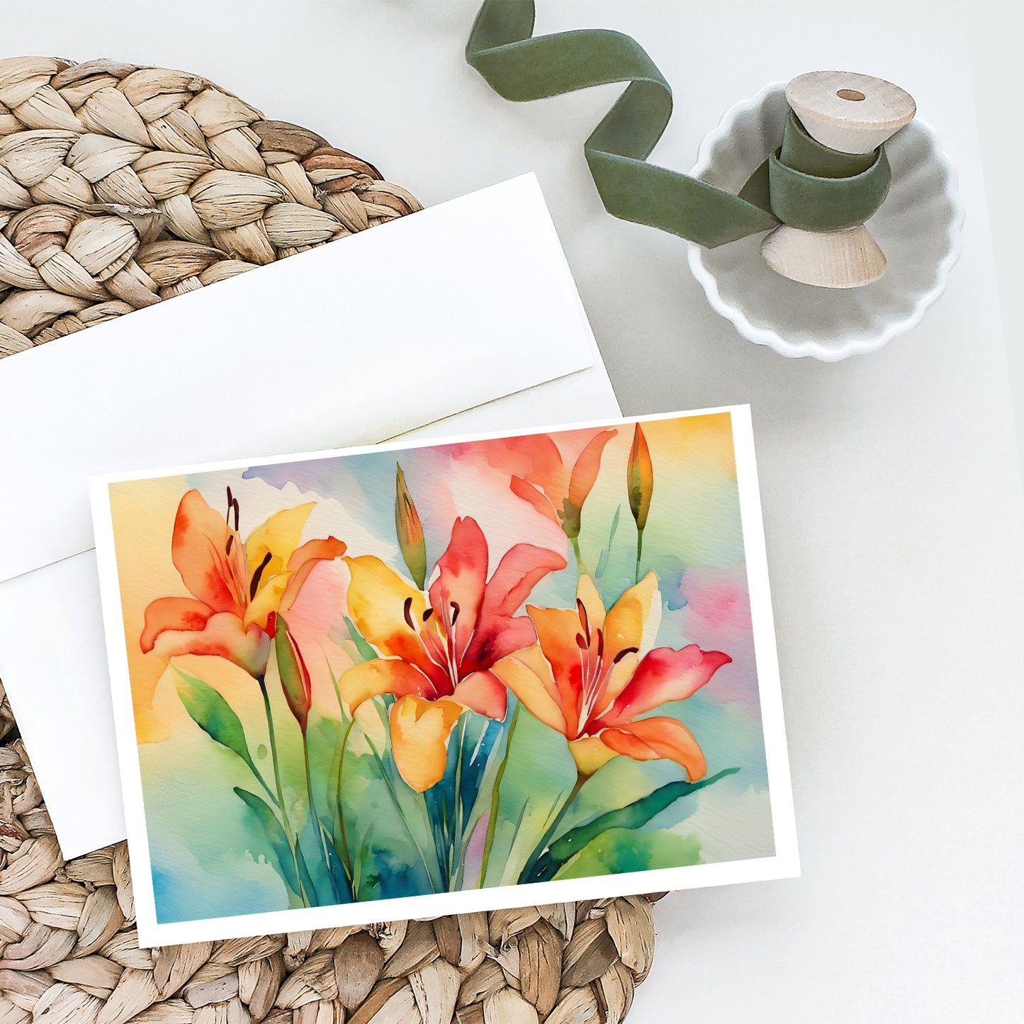 Lilies in Watercolor Greeting Cards Pack of 8