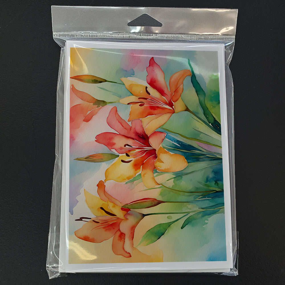 Lilies in Watercolor Greeting Cards Pack of 8