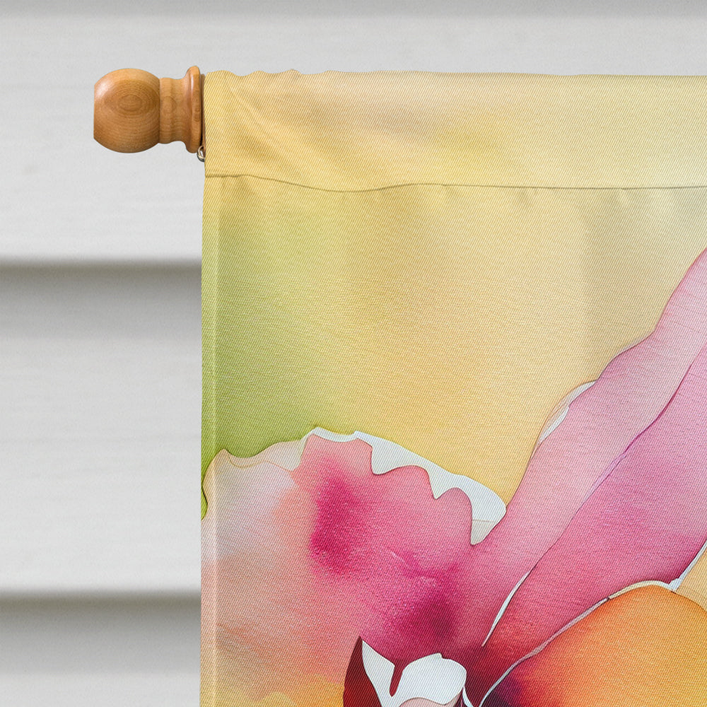 Orchids in Watercolor House Flag