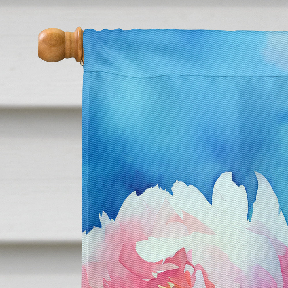 Peonies in Watercolor House Flag