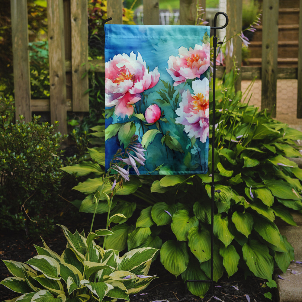 Peonies in Watercolor Garden Flag