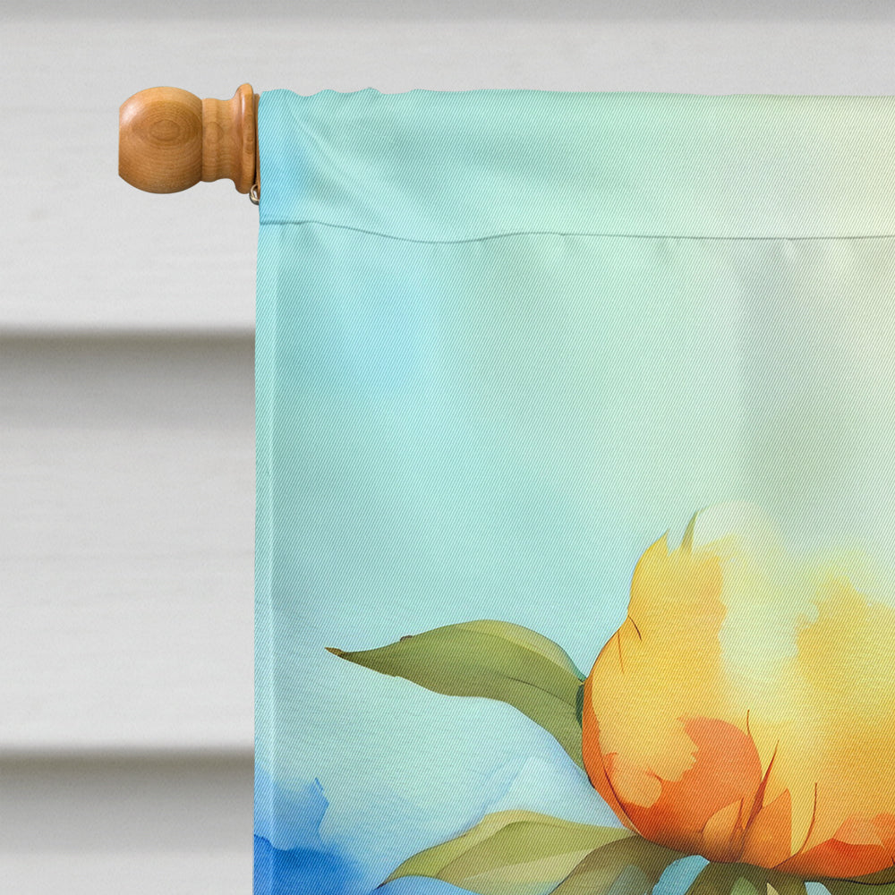 Peonies in Watercolor House Flag