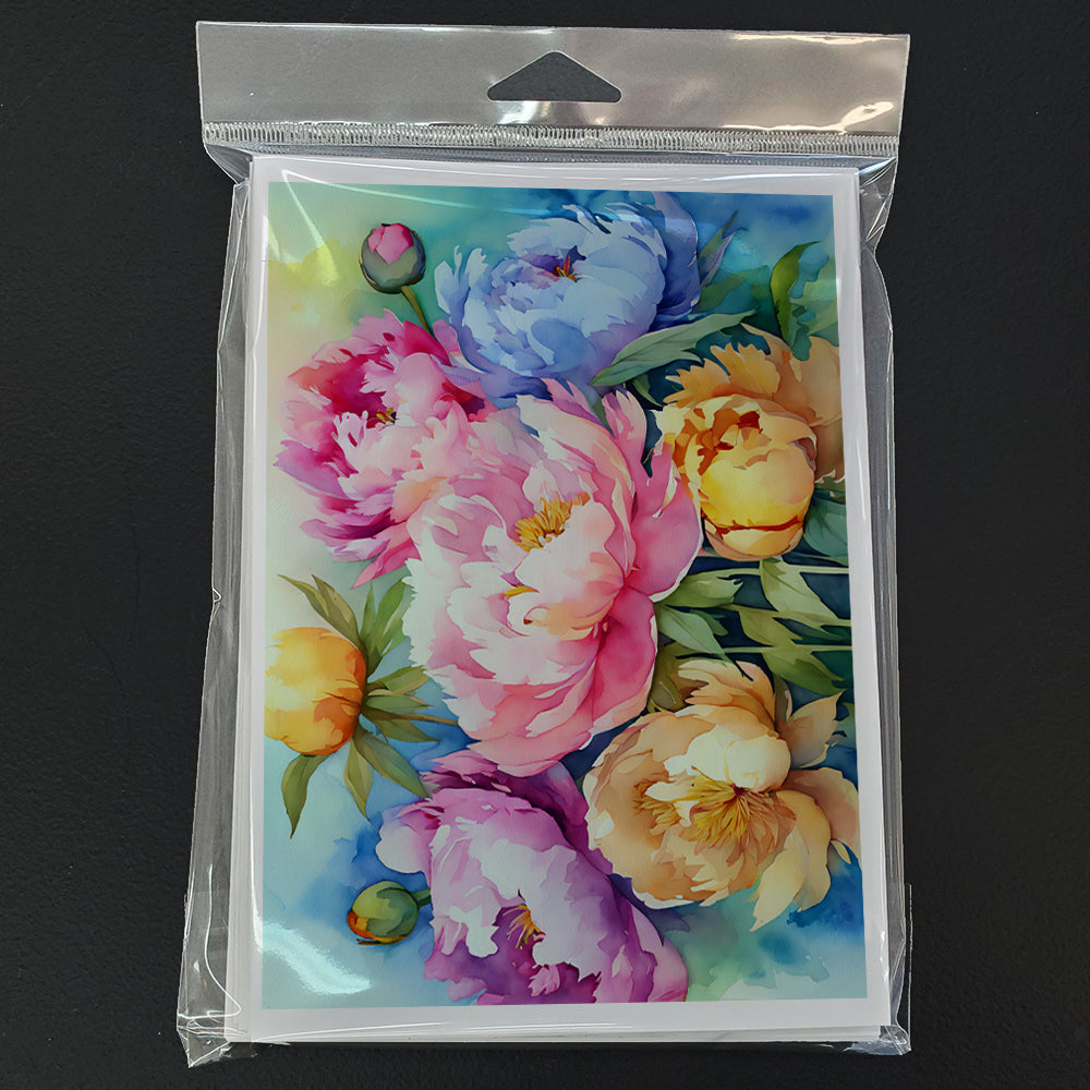 Peonies in Watercolor Greeting Cards Pack of 8