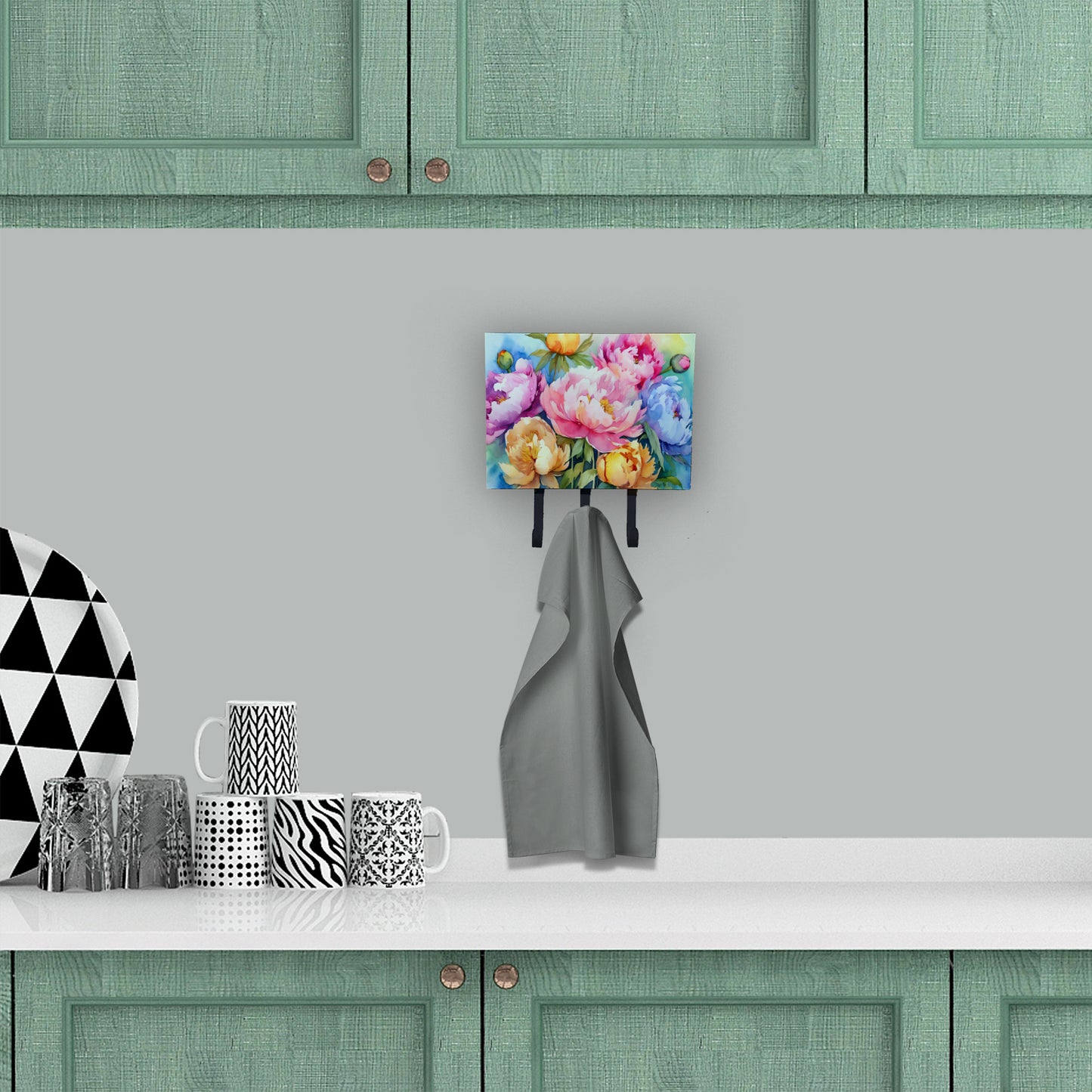 Peonies in Watercolor Leash or Key Holder