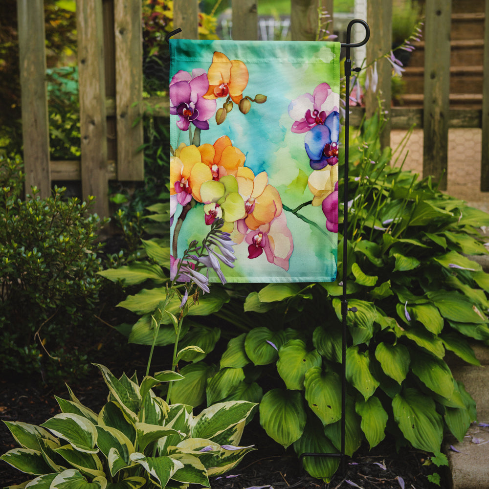 Orchids in Watercolor Garden Flag