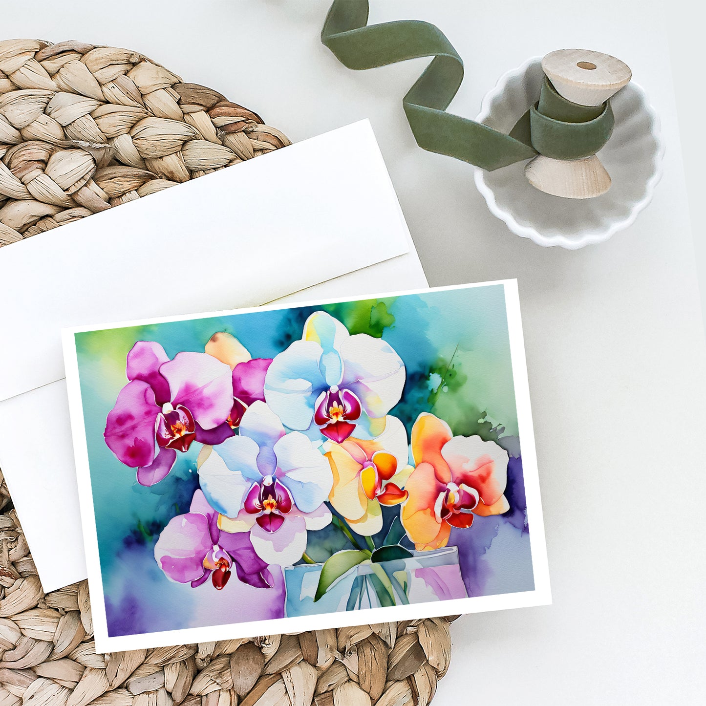 Orchids in Watercolor Greeting Cards Pack of 8