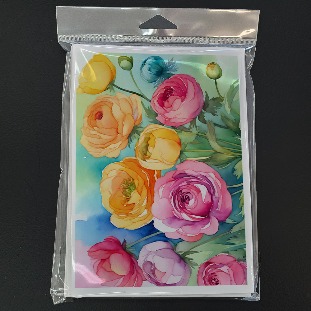 Ranunculus in Watercolor Greeting Cards Pack of 8