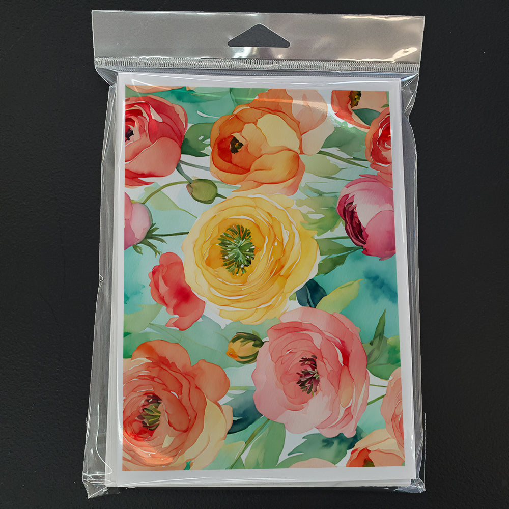 Ranunculus in Watercolor Greeting Cards Pack of 8