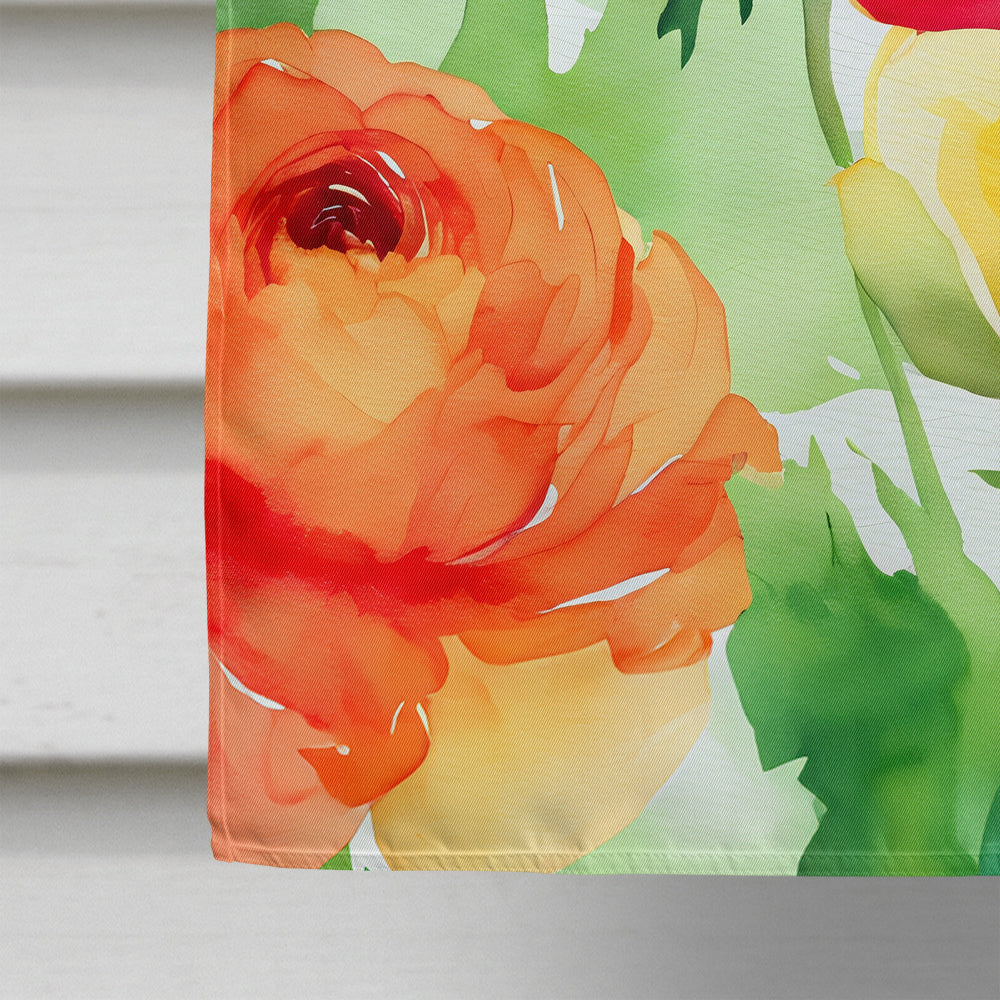 Ranunculus in Watercolor House Flag
