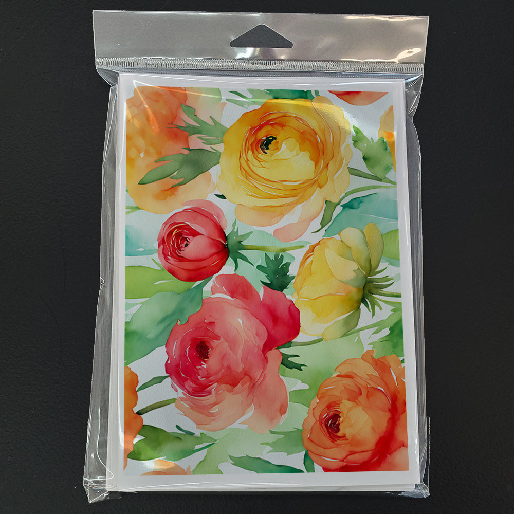 Ranunculus in Watercolor Greeting Cards Pack of 8