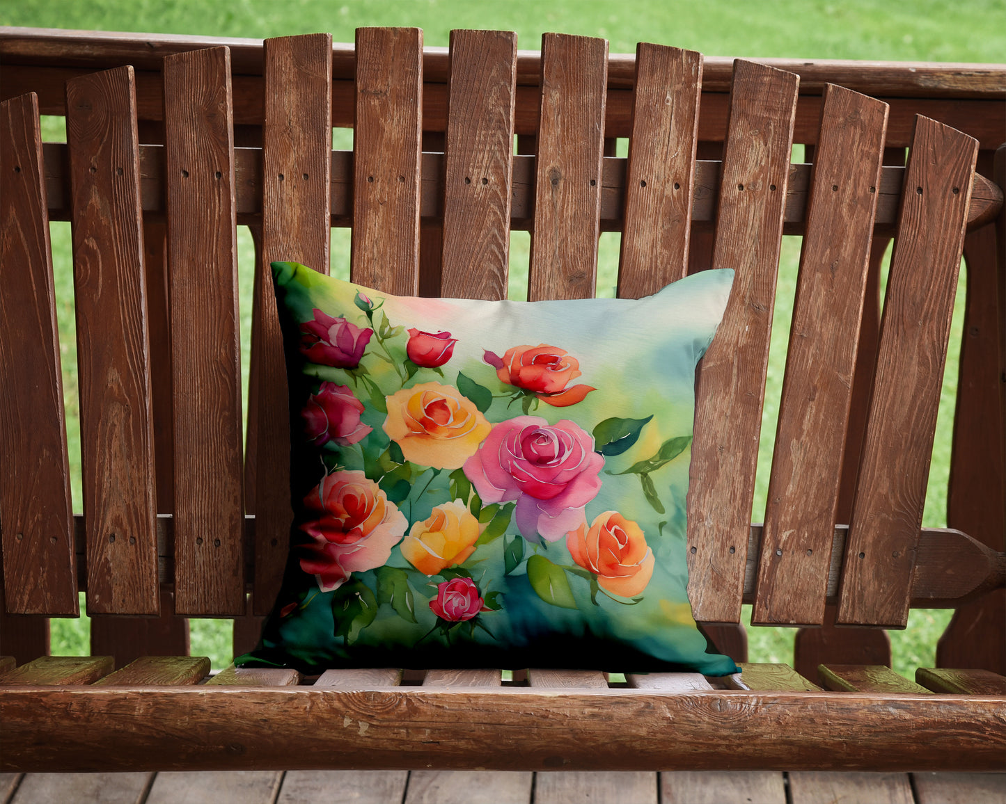 Roses in Watercolor Throw Pillow