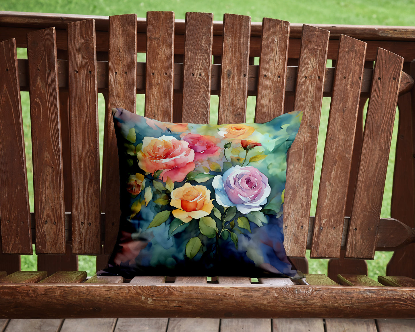 Roses in Watercolor Throw Pillow
