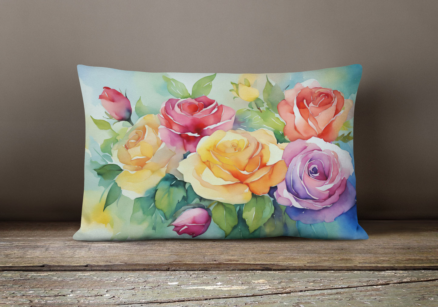 Roses in Watercolor Throw Pillow